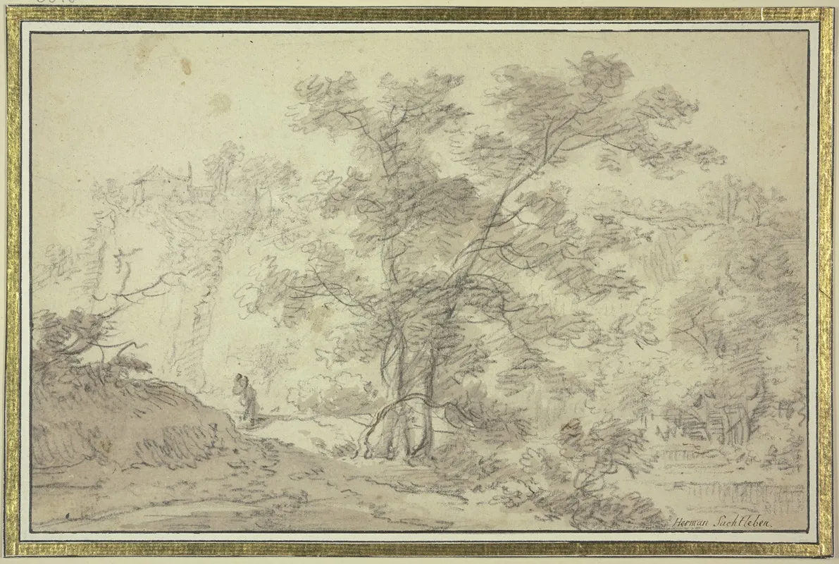 Waldpartie Links Hauser Rechts Wasser by Herman Saftleven III - Canvas Print