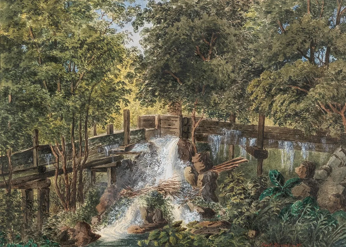 Waldstuck Mit Einer Holzernen Bachruine by Gustav Barbarini - Canvas Print