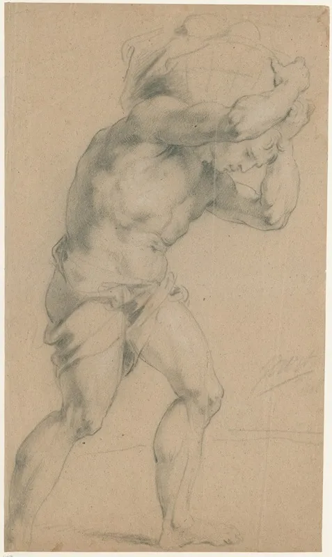 Walking Naked Man Carrying A Load