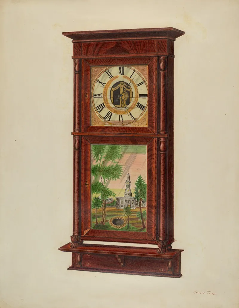 Wall Clock With Mantel by Richard Taylor - Canvas Print