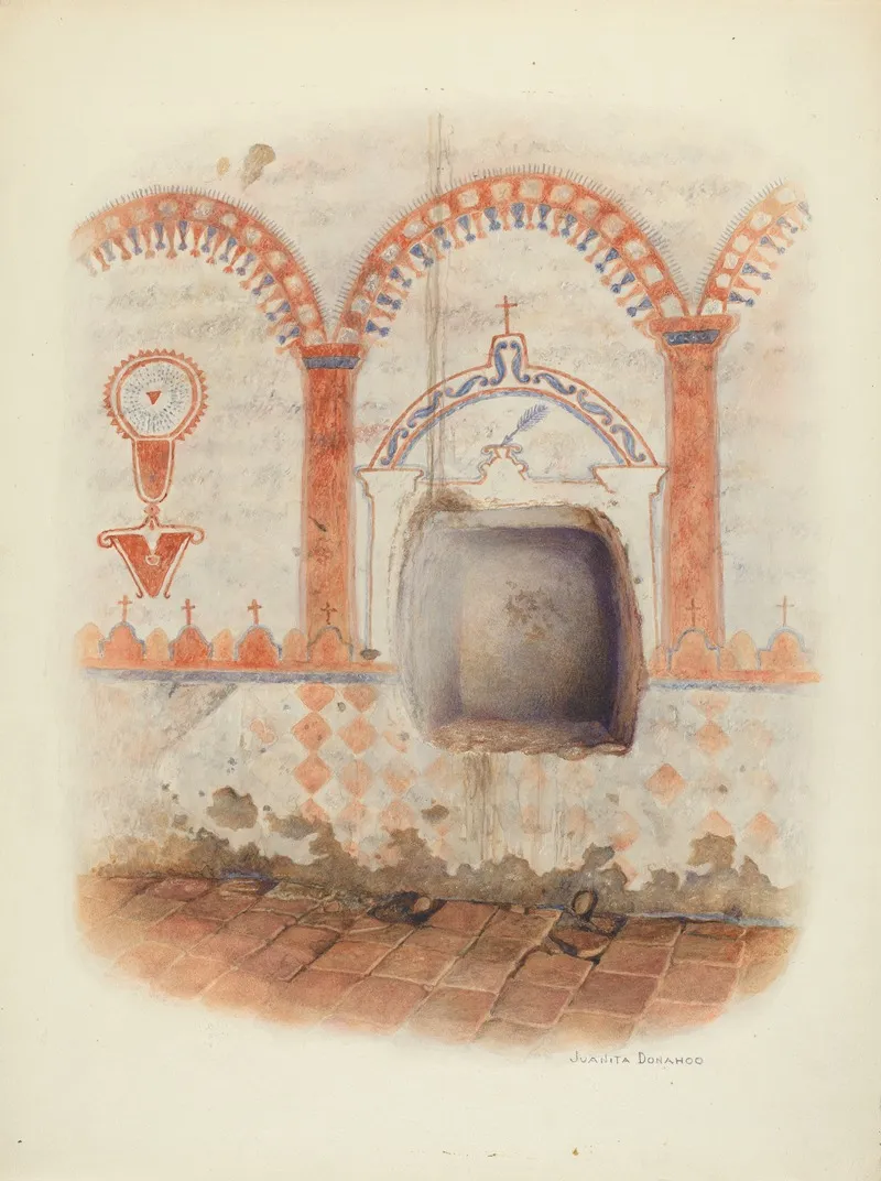 Wall Painting And Baptismal Niche 6 by Juanita Donahoo - Canvas Print