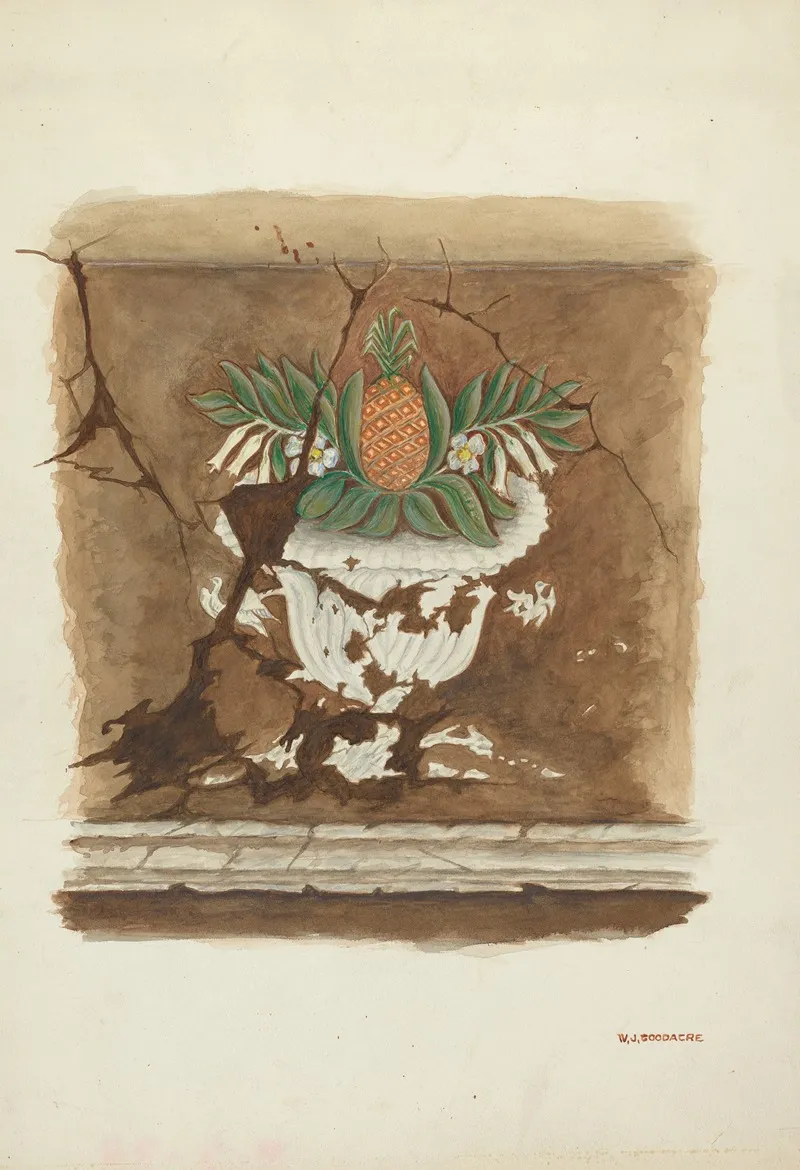 Wall Painting Pineapple Motif 2 by W.J. Goodacre - Canvas Print
