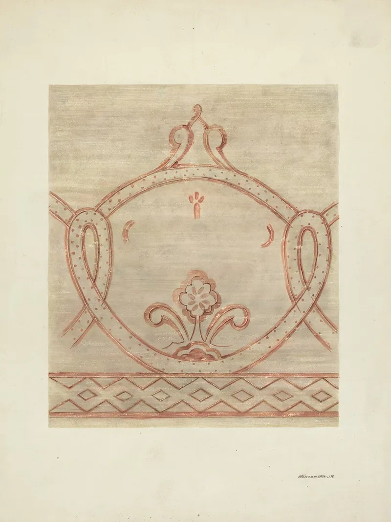 Wall Painting Restoration Drawing From Reassembled Fragments by Gerald Transpota - Canvas Print