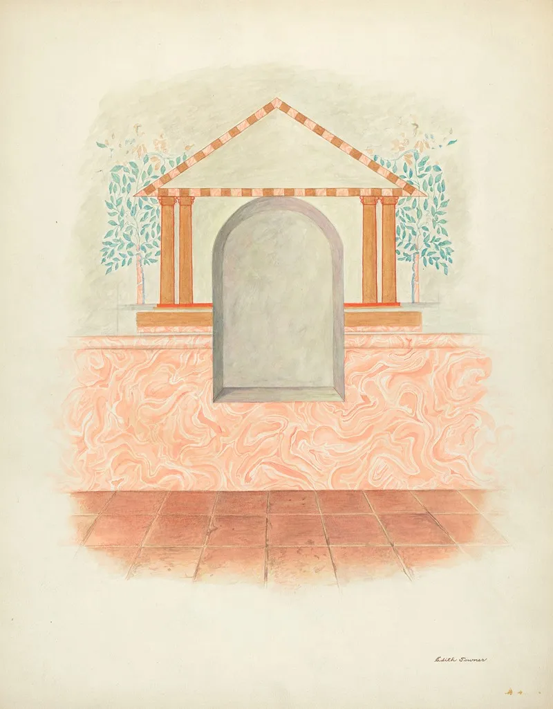 Wall Painting Restoration Drawing by Edith Towner - Canvas Print