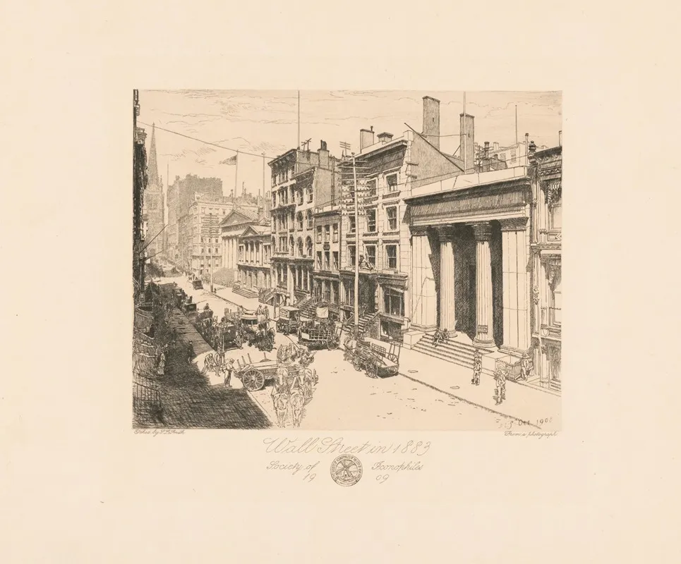 Wall Street In 1883 by Sidney Lawton Smith - Canvas Print