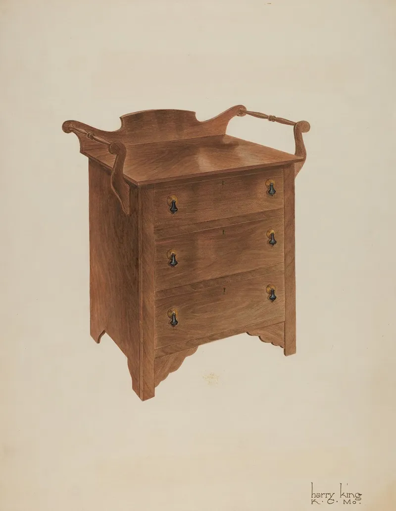 Walnut Wash Stand by Harry King - Canvas Print