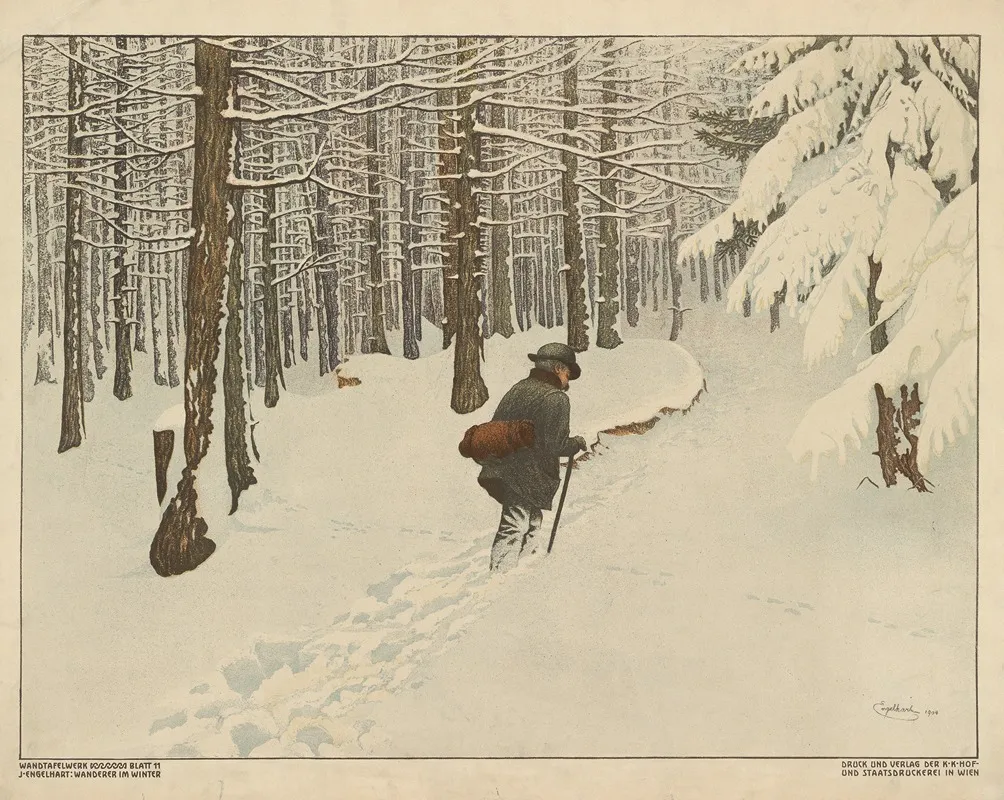 Wanderer Im Winter by Josef Engelhart - Canvas Print