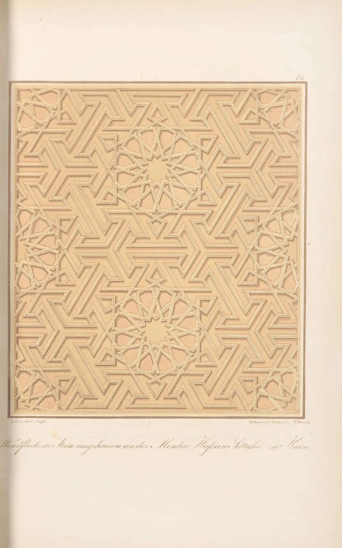 Wandflache In Stein Ausgehauen An Der Moschee Hassan Settaha Zu Kairo by Friedrich Maximilian Hessemer - Canvas Print