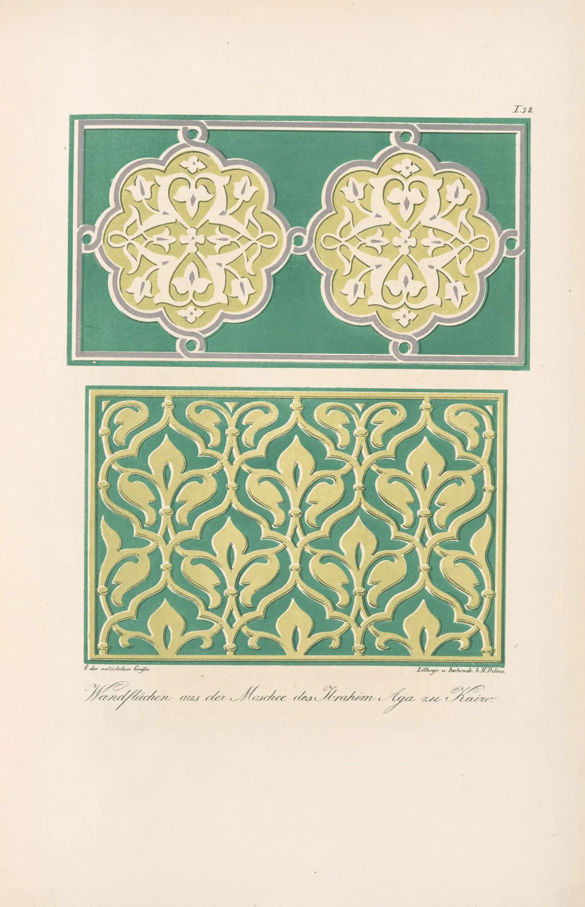 Wandflachen Aus Der Moschee Des Ibrahim Aga Zu Kairo by Friedrich Maximilian Hessemer - Canvas Print