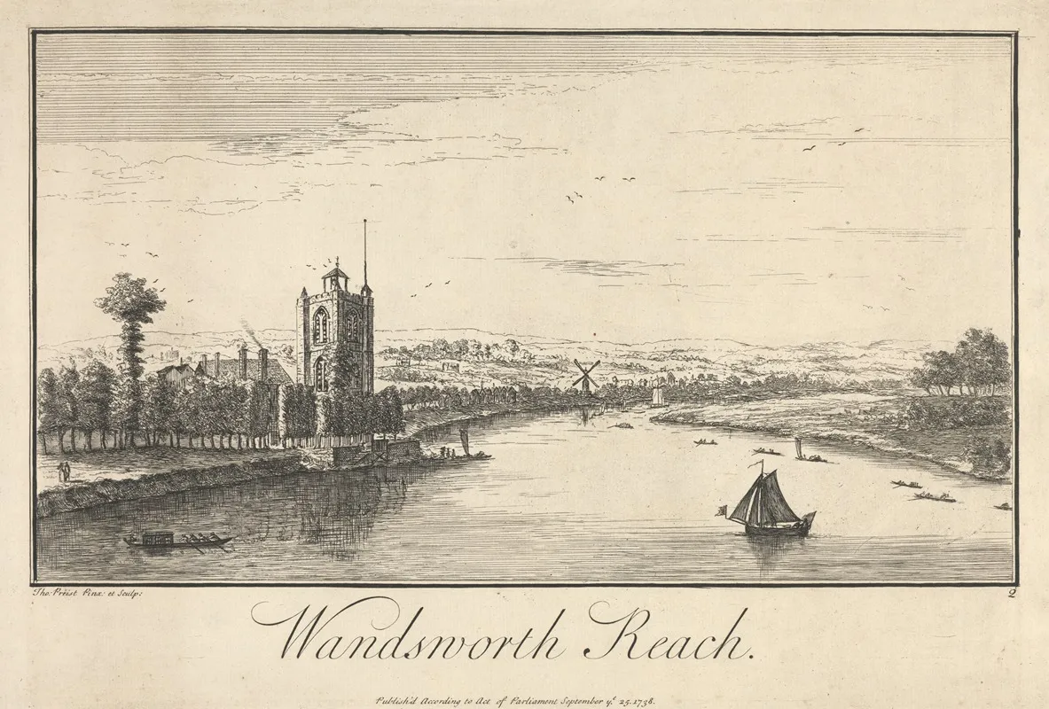 Wandsworth Reach by Thomas Preist - Canvas Print