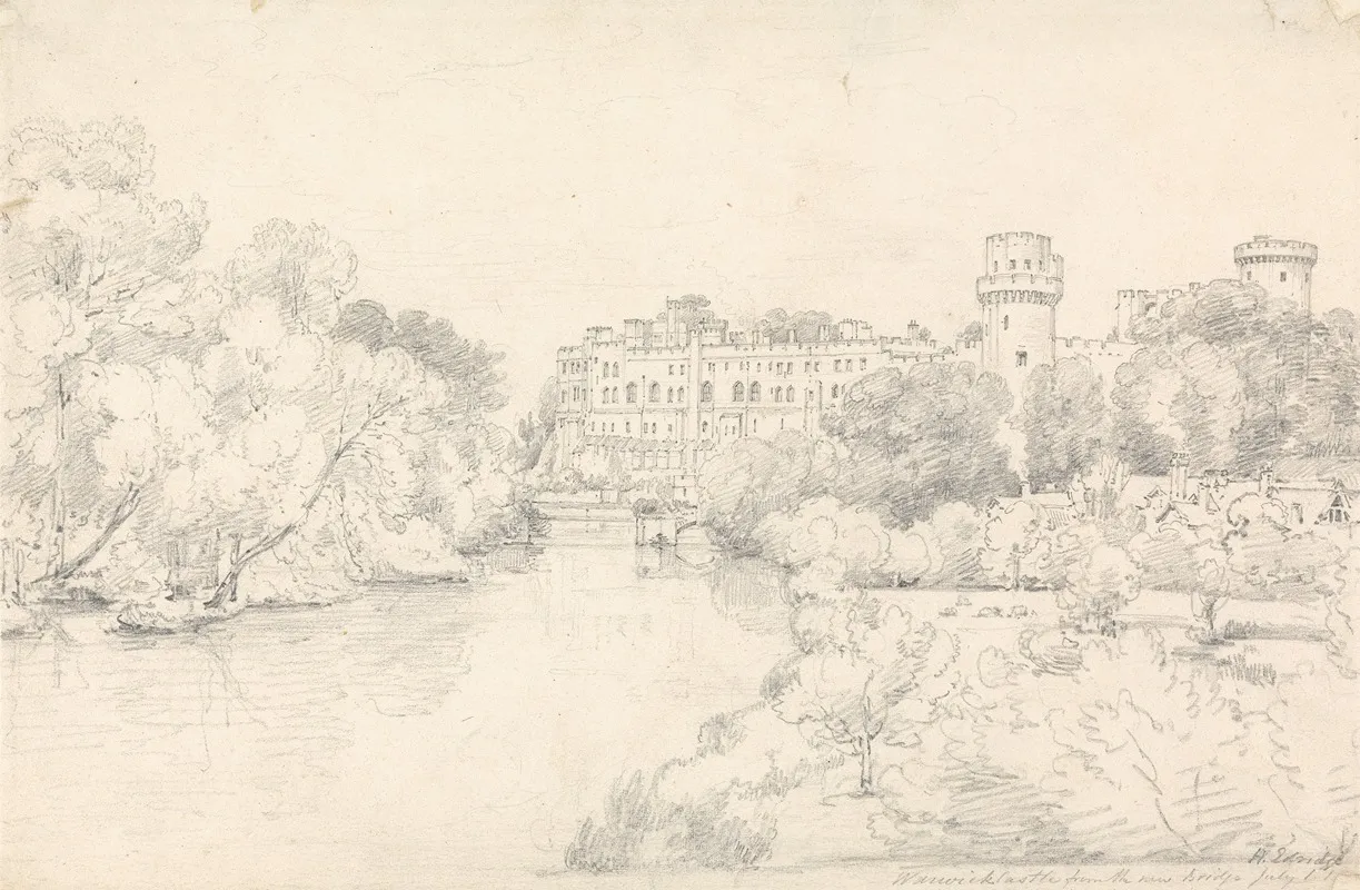 Warwick Castle From The New Bridge by Henry Edridge - Canvas Print