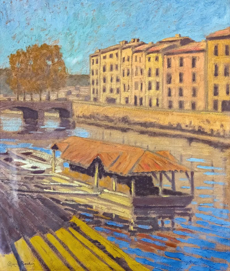 Wash House On The Banks Of The Nive In Bayonne by Georges Gaudion - Canvas Print