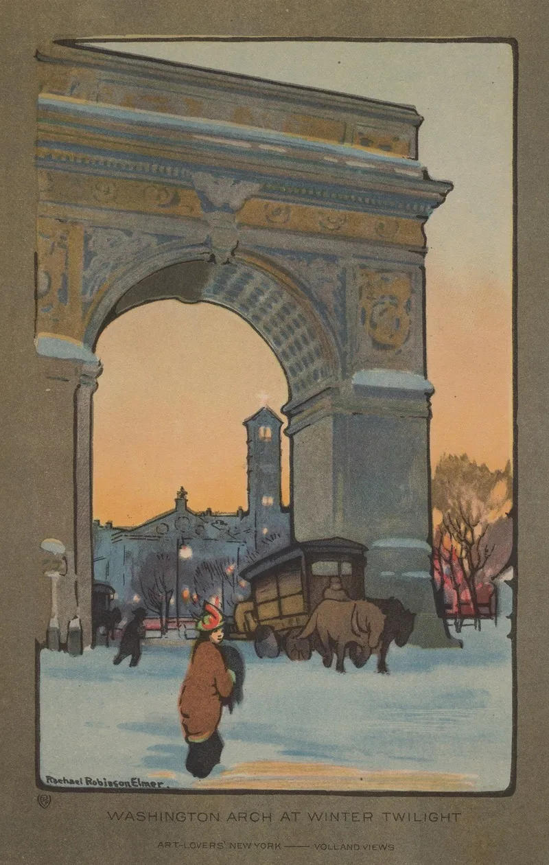 Washington Arch At Winter Twilight 2 by Rachael Robinson Elmer - Canvas Print
