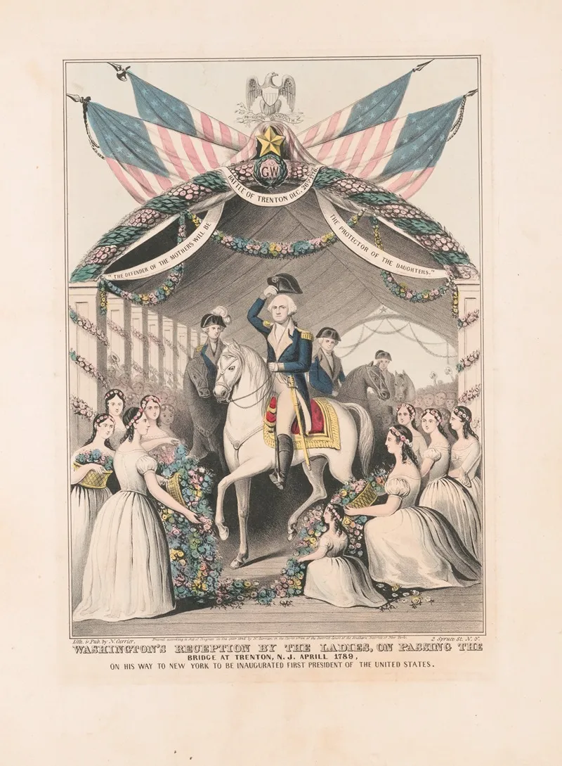 Washingtons Reception By The Ladies On Passing The Bridge At Trenton N J April 1789 On His Way To Be Inaugurated First President Of The United States