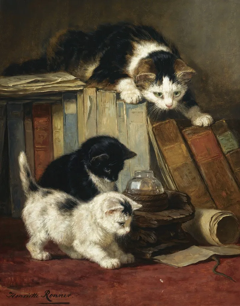 Watching The Prey 2 by Henriëtte Ronner-Knip - Canvas Print