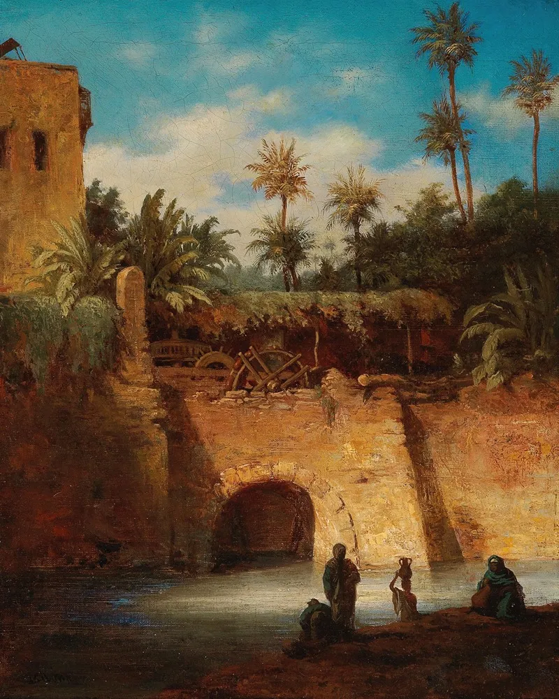 Water Carriers By The Mill by Alois Schönn - Canvas Print
