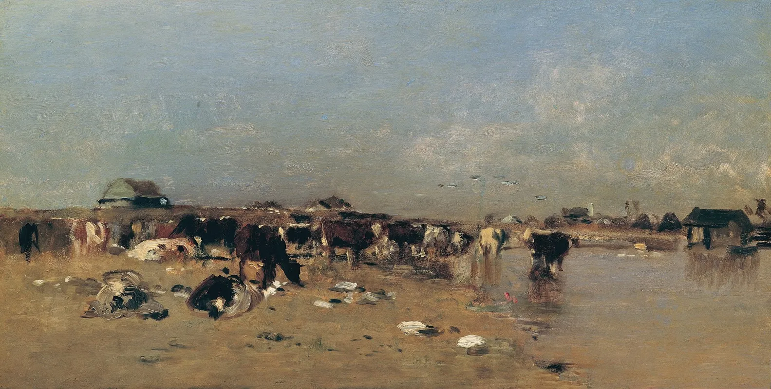 Watering Place On The Waag River by Eugen Jettel - Canvas Print