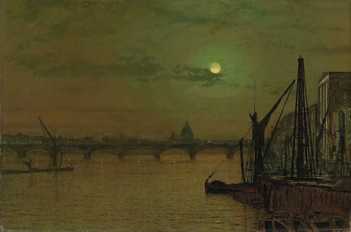 Waterloo Bridge London Looking East by John Atkinson Grimshaw - Canvas Print