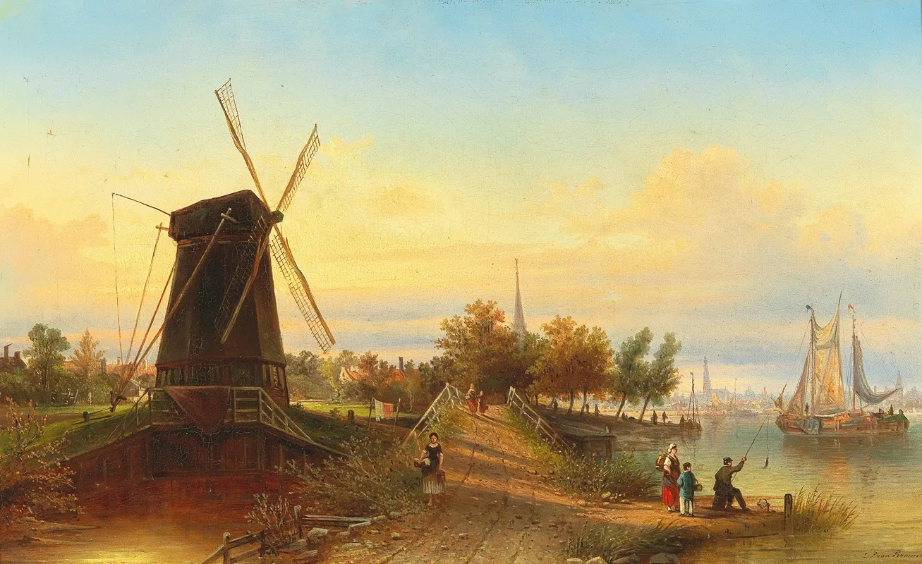 Watermill Near Amsterdam by Elias Pieter van Bommel - Canvas Print