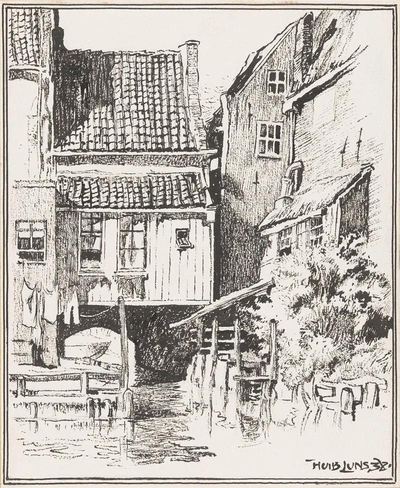Waterpoortje Naar De Zuiderhaven Te Enkhuizen by Huib Luns - Canvas Print