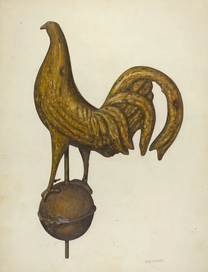 Weather Vane Cock by Ben Lassen - Canvas Print