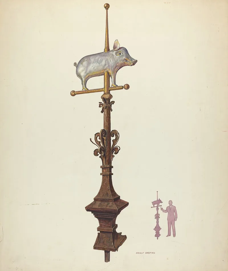 Weather Vane Finial by Adolph Opstad - Canvas Print