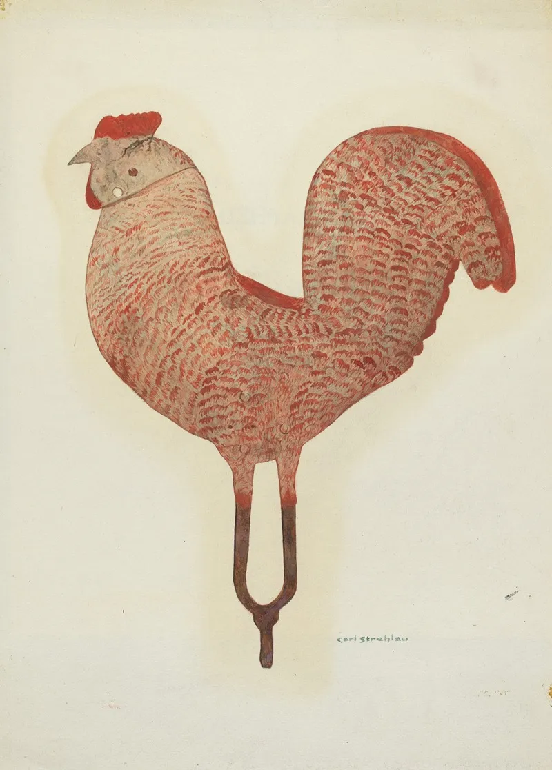 Weather Vane Rooster by Carl Strehlau - Canvas Print