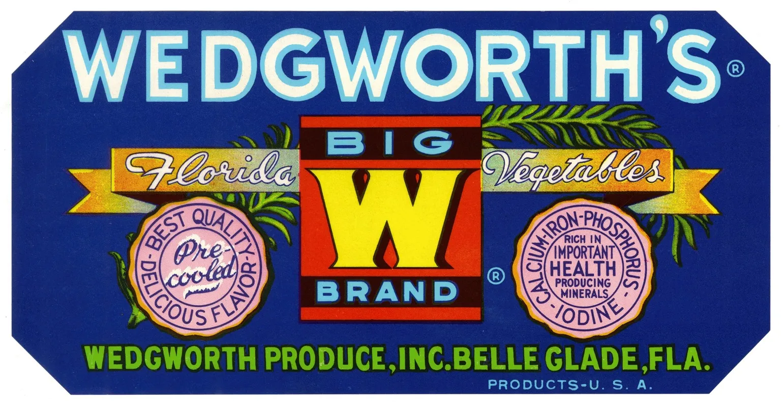Wedgworths Big W Brand Florida Vegetables Label