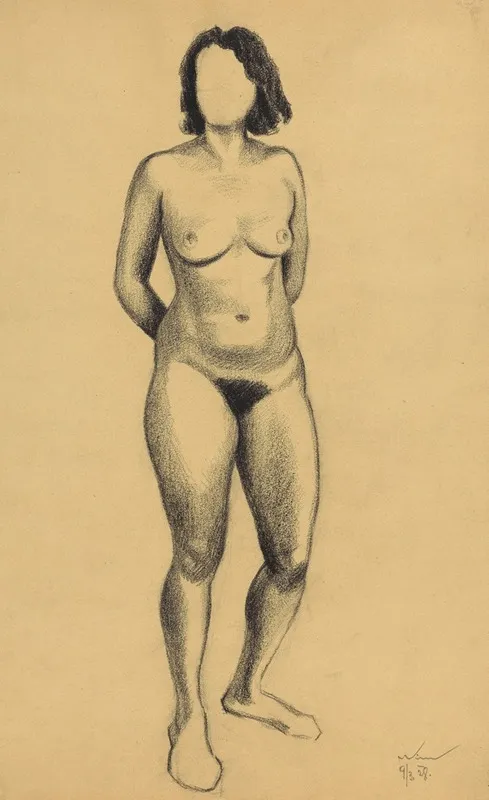 Weiblicher Akt 2 by Karl Wiener - Canvas Print