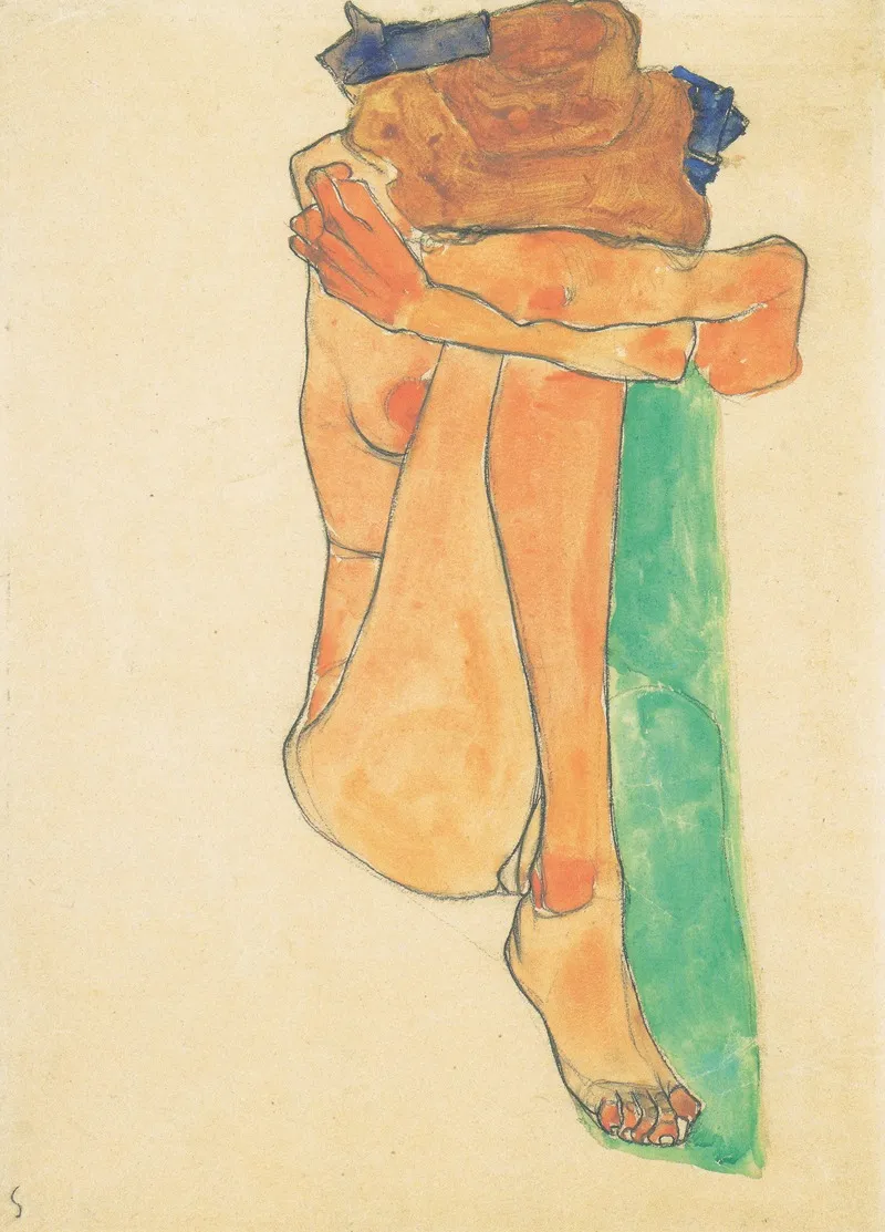 Weiblicher Akt Mit Grunem Polster