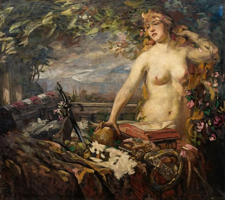 Weiblicher Akt Mit Stillleben