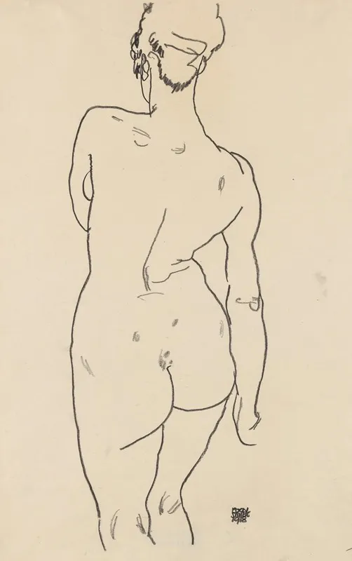 Weiblicher Ruckenakt by Egon Schiele - Canvas Print