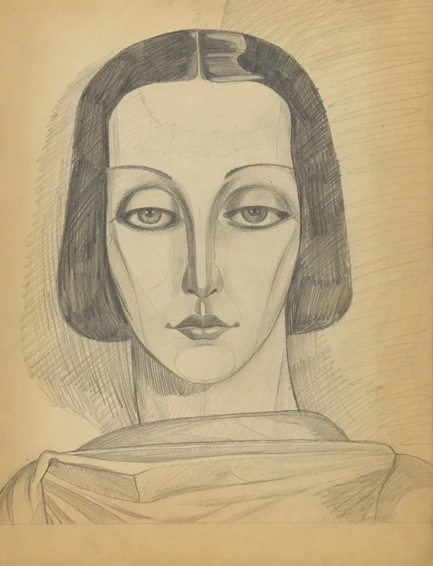 Weibliches Portrat Entwurf by Karl Wiener - Canvas Print