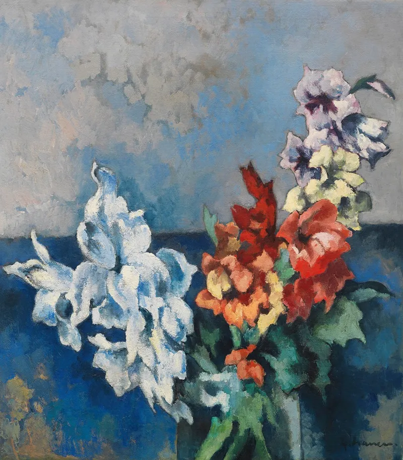 Weise Und Rote Gladiolen