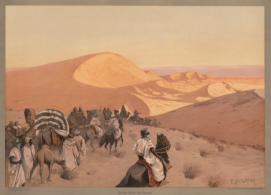 Weltverkehr In Den Dunen Der Sahara by Rudolf Hellgrewe - Canvas Print