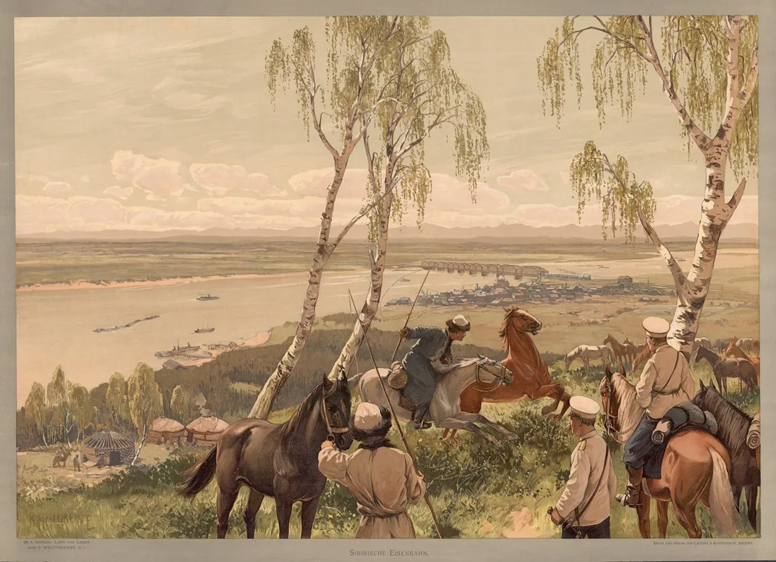 Weltverkehr Sibirische Eisenbahn by Rudolf Hellgrewe - Canvas Print