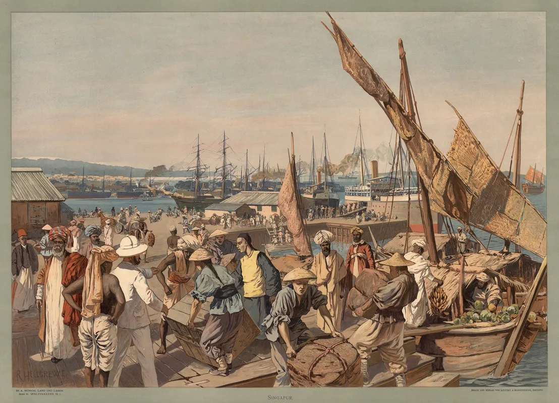 Weltverkehr Singapur by Rudolf Hellgrewe - Canvas Print