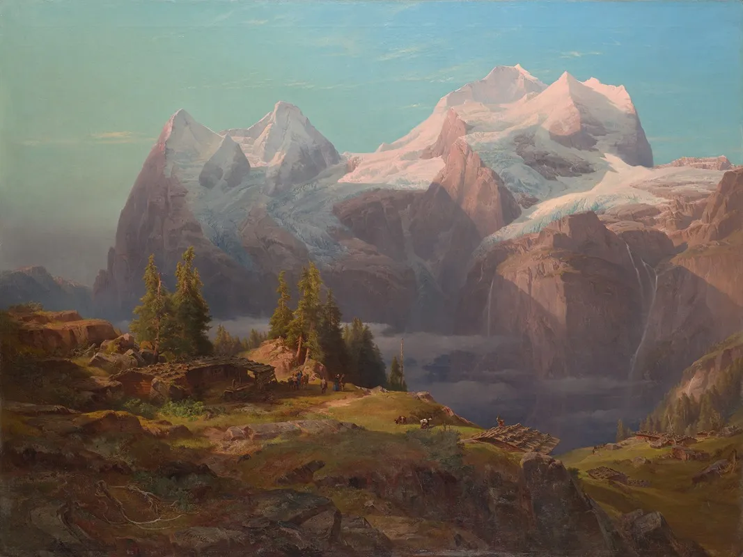 Wengeralpe Im Berner Oberland Eiger Monch Und Jungfrau by Anton Hansch - Canvas Print