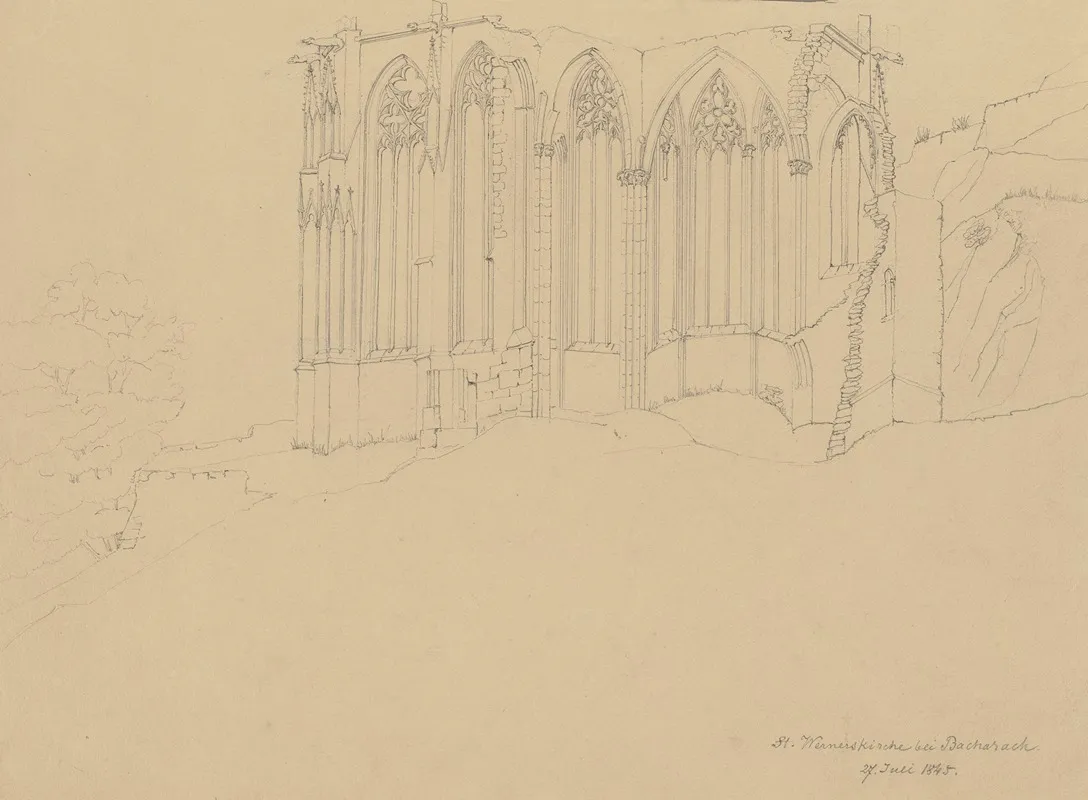 Werner Chapel In Bacharach by Friedrich Wilhelm Ludwig - Canvas Print