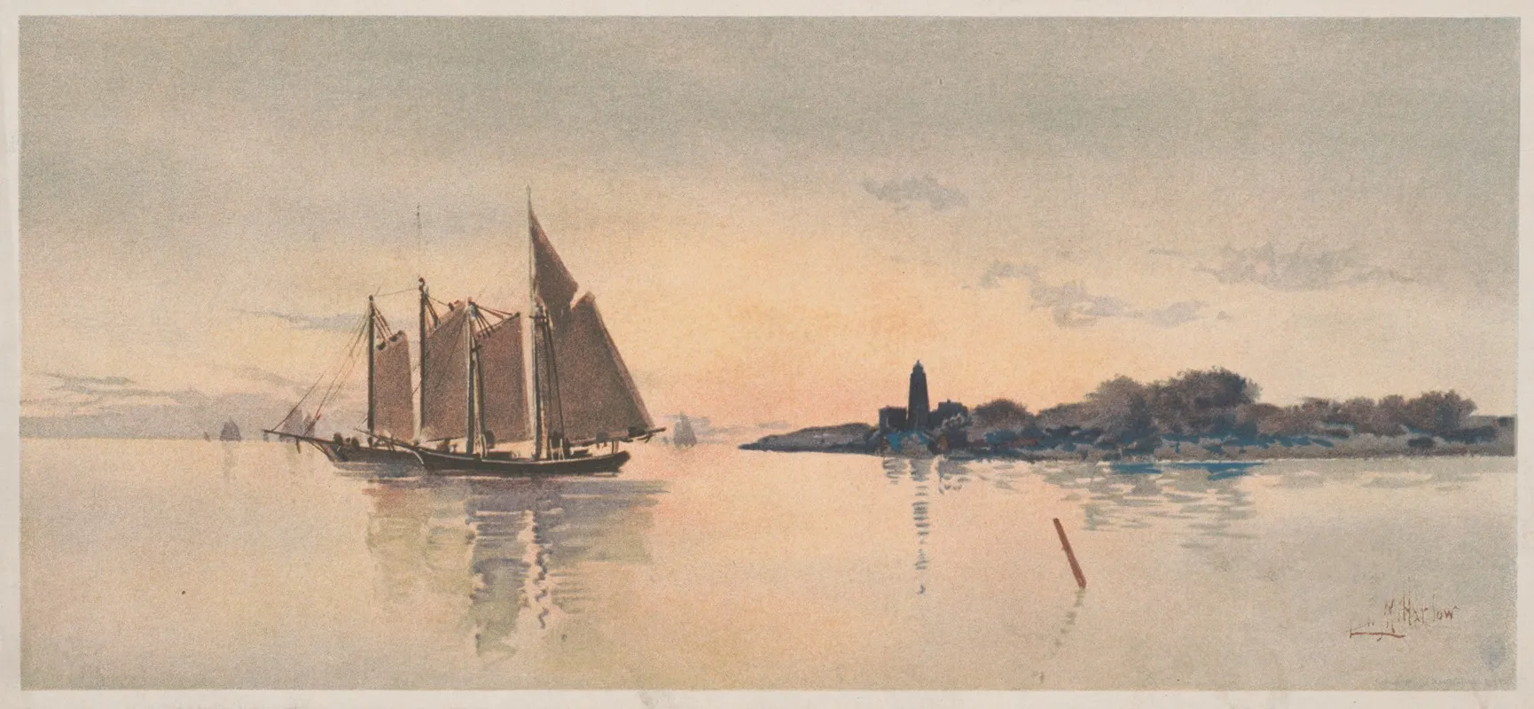 West Chop Light Vineyard Sound Mass by Louis Kinney Harlow - Canvas Print