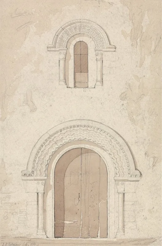 West Doorway And Window In The Church Of Ham Near Valognes Normandy