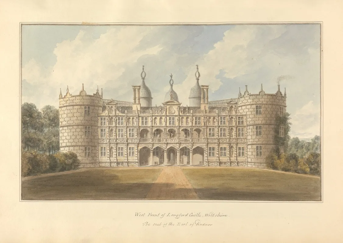 West Front Of Longford Castle Wiltshire The Seat Of The Earl Of Radnor by John Buckler - Canvas Print