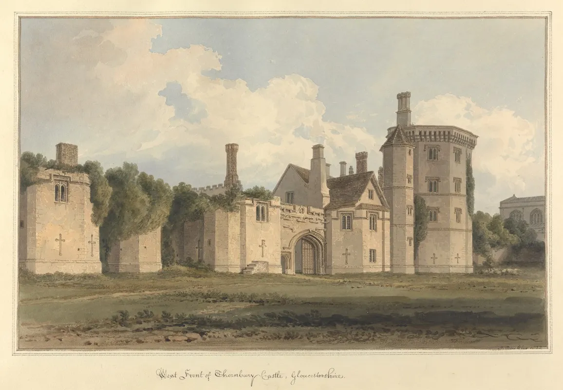 West Front Of Thornbury Catle Gloucestershire by John Buckler - Canvas Print