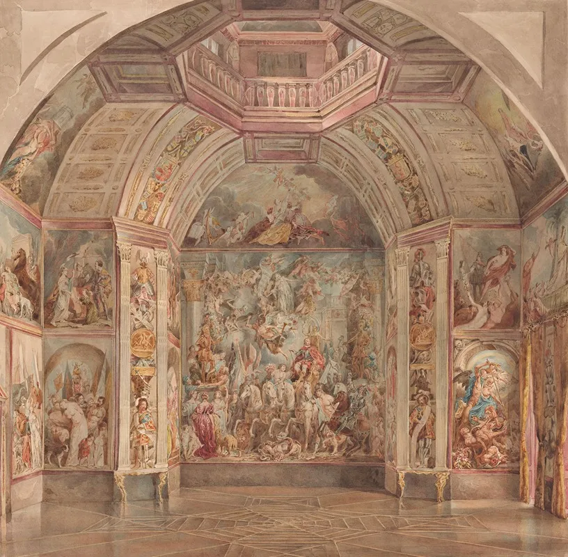 West Wall Of The Oranjezaal Huis Ten Bosch The Hague by Tieleman Cato Bruining - Canvas Print