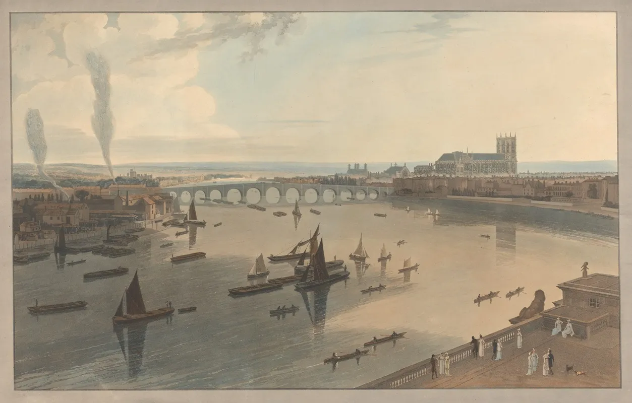 Westminster Bridge And The Abbey 2 by William Daniell - Canvas Print