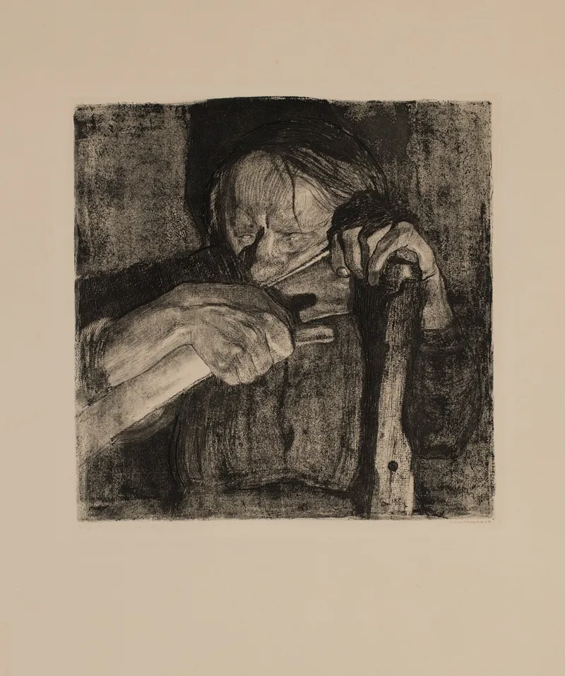 Whetting The Scythe Plate 3 From The Cycle Peasants War by Käthe Kollwitz - Canvas Print