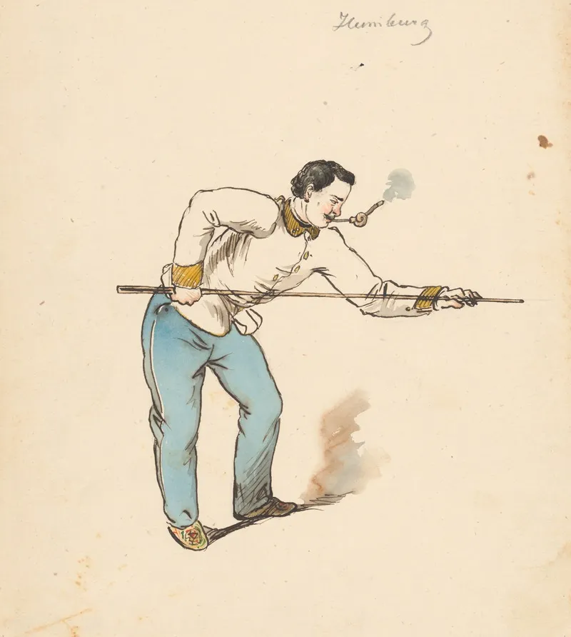 While Playing Billiard by Friedrich Carl von Scheidlin - Canvas Print