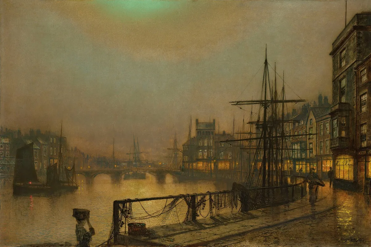 Whitby At Night by John Atkinson Grimshaw - Canvas Print
