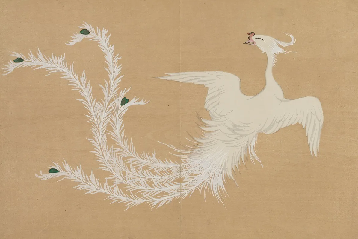 White Phoenix Hakuho by Kamisaka Sekka - Canvas Print
