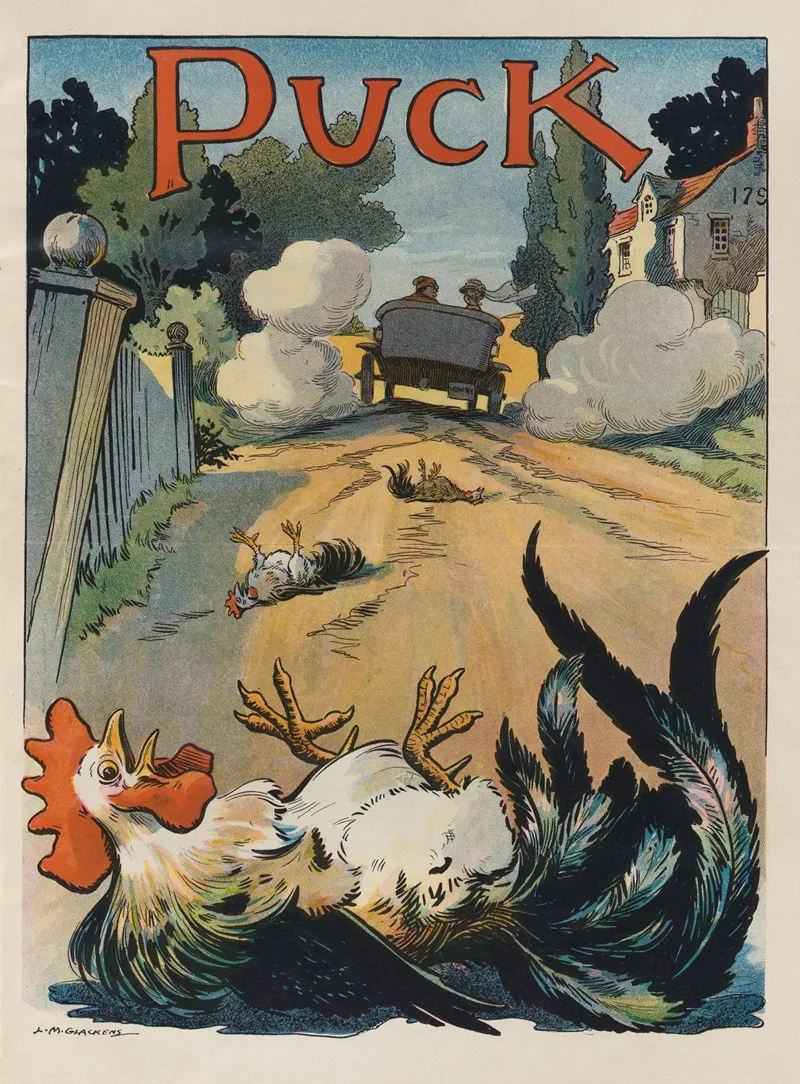 Why Does A Chicken Cross The Road by Louis Glackens - Canvas Print